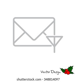Web line icon. Network communication (envelope and antenna), message