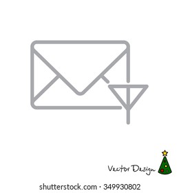 Web line icon. Network communication (envelope and antenna), message