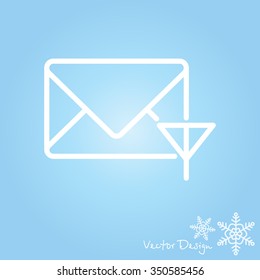 Web line icon. Network communication (envelope and antenna), message