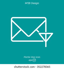 Web line icon. Network communication (envelope and antenna), message