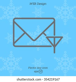 Web line icon. Network communication (envelope and antenna), message