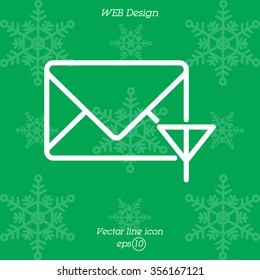 Web line icon. Network communication (envelope and antenna), message