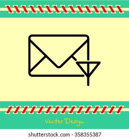 Web line icon. Network communication (envelope and antenna), message