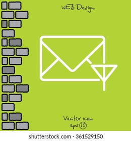 Web line icon. Network communication (envelope and antenna), message
