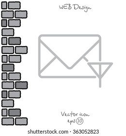 Web line icon. Network communication (envelope and antenna), message