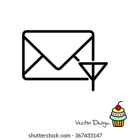 Web line icon. Network communication (envelope and antenna), message