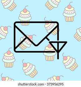 Web line icon. Network communication (envelope and antenna), message