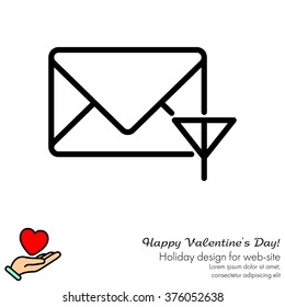 Web line icon. Network communication (envelope and antenna), message