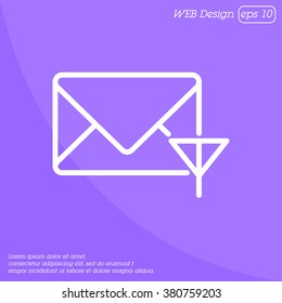 Web line icon. Network communication (envelope and antenna), message