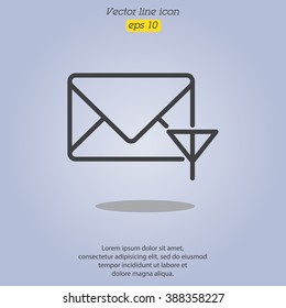 Web line icon. Network communication (envelope and antenna), message