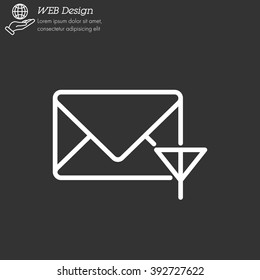 Web line icon. Network communication (envelope and antenna), message
