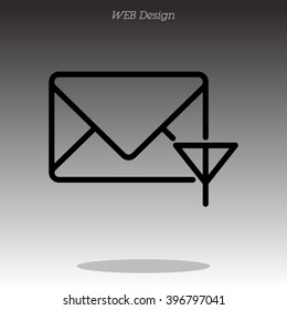 Web line icon. Network communication (envelope and antenna), message