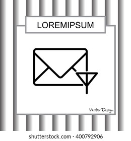 Web line icon. Network communication (envelope and antenna), message