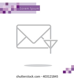 Web line icon. Network communication (envelope and antenna), message