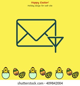 Web line icon. Network communication (envelope and antenna), message