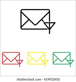 Web line icon. Network communication (envelope and antenna), message