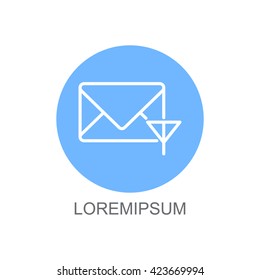 Web line icon. Network communication (envelope and antenna), message