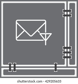 Web line icon. Network communication (envelope and antenna), message