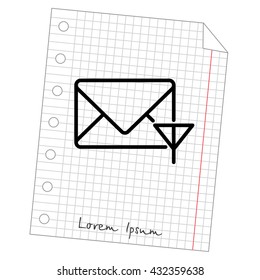 Web line icon. Network communication (envelope and antenna), message