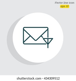 Web line icon. Network communication (envelope and antenna), message