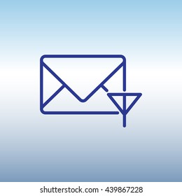 Web line icon. Network communication (envelope and antenna), message