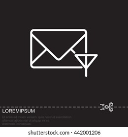 Web line icon. Network communication (envelope and antenna), message