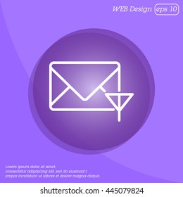 Web line icon. Network communication (envelope and antenna), message