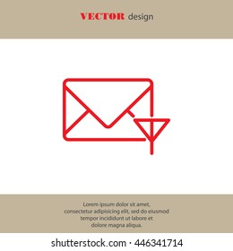 Web line icon. Network communication (envelope and antenna), message