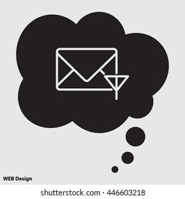Web line icon. Network communication (envelope and antenna), message