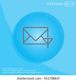 Web line icon. Network communication (envelope and antenna), message