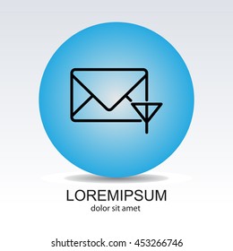 Web line icon. Network communication (envelope and antenna), message