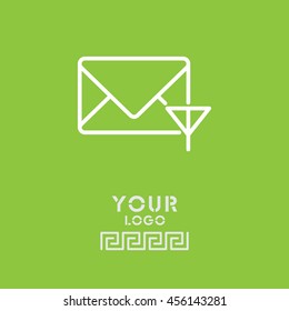 Web line icon. Network communication (envelope and antenna), message