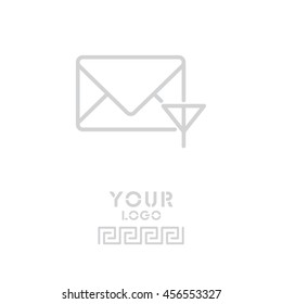 Web line icon. Network communication (envelope and antenna), message