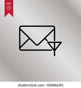 Web line icon. Network communication (envelope and antenna), message