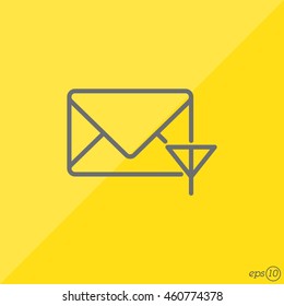 Web line icon. Network communication (envelope and antenna), message