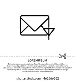 Web line icon. Network communication (envelope and antenna), message
