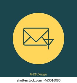 Web line icon. Network communication (envelope and antenna), message