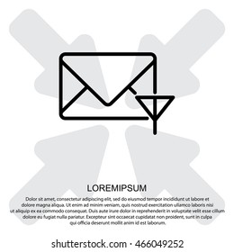 Web line icon. Network communication (envelope and antenna), message