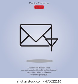 Web line icon. Network communication (envelope and antenna), message