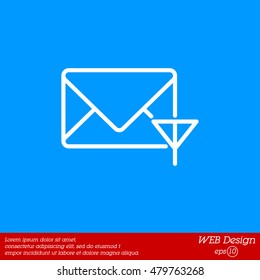 Web line icon. Network communication (envelope and antenna), message