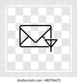 Web line icon. Network communication (envelope and antenna), message