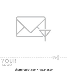 Web line icon. Network communication (envelope and antenna), message