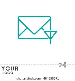 Web line icon. Network communication (envelope and antenna), message