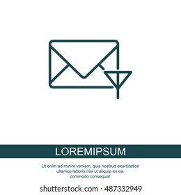 Web line icon. Network communication (envelope and antenna), message