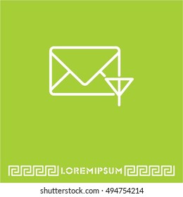 Web line icon. Network communication (envelope and antenna), message