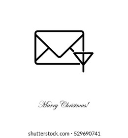 Web line icon. Network communication (envelope and antenna), message