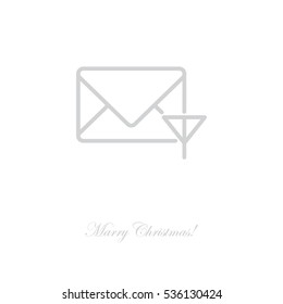 Web line icon. Network communication (envelope and antenna), message