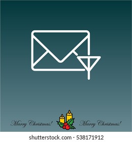 Web line icon. Network communication (envelope and antenna), message