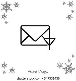 Web line icon. Network communication (envelope and antenna), message