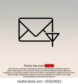 Web line icon. Network communication (envelope and antenna), message